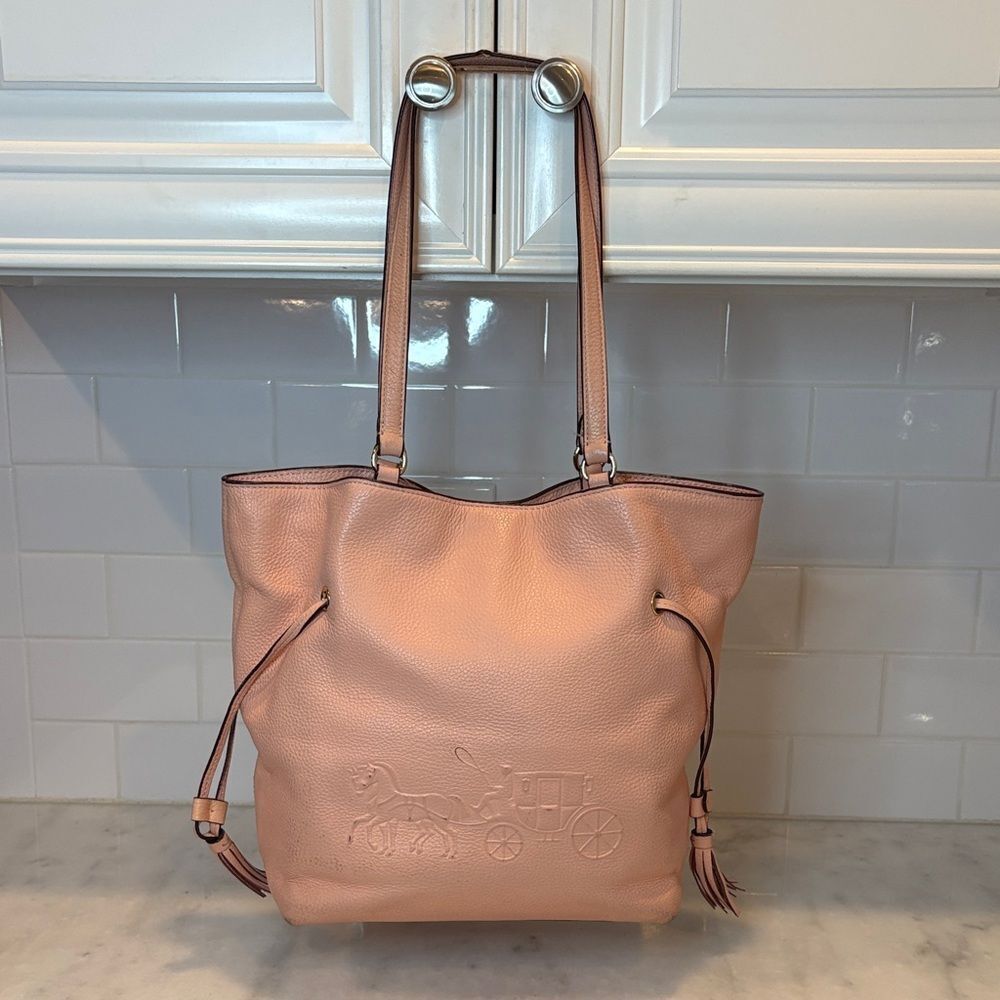 Coach Bag Purse Handbag Leather Andy Pebbled Embossed Drawstring Tote Shoulder